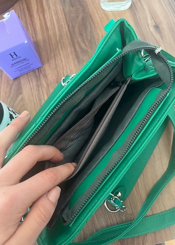 Zincir Detaylı Yeşil Deri Kadın Çanta Prada - Görsel 7