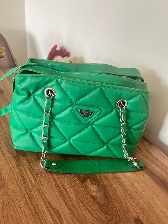 Zincir Detaylı Yeşil Deri Kadın Çanta Prada - Görsel 5