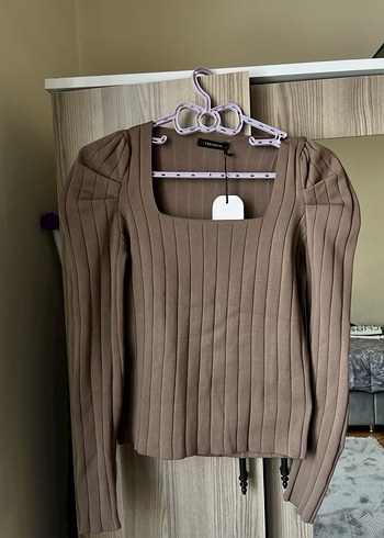 Bej Kadın Fitilli Triko Kazak - Görsel 2