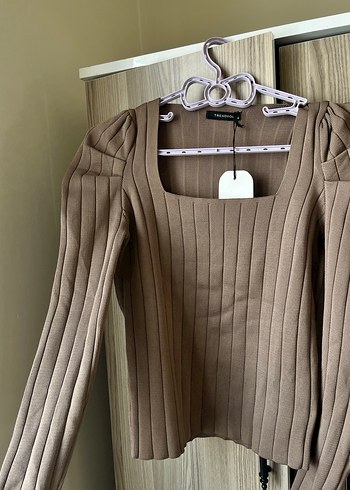 Bej Kadın Fitilli Triko Kazak - Görsel 4