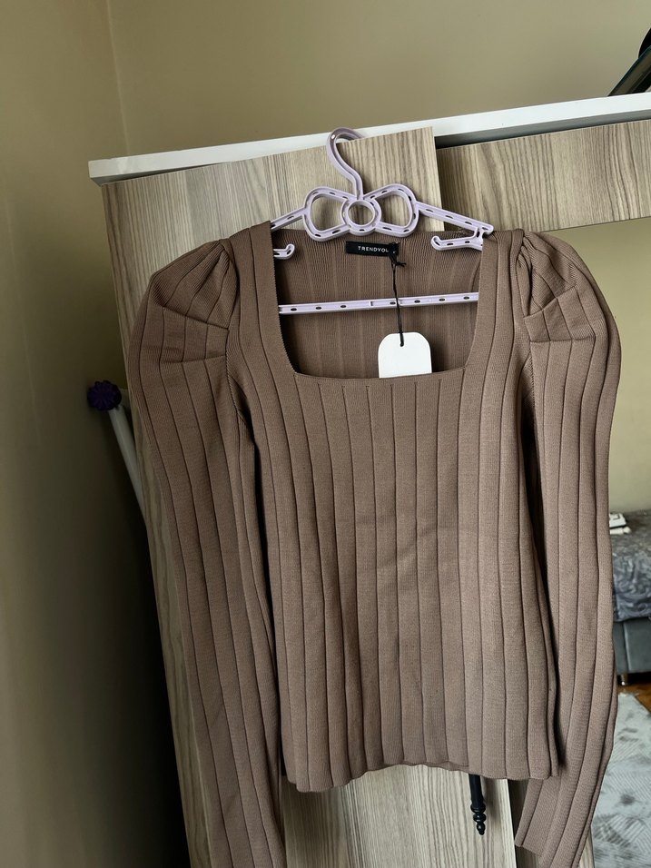 Bej Kadın Fitilli Triko Kazak - Görsel 3