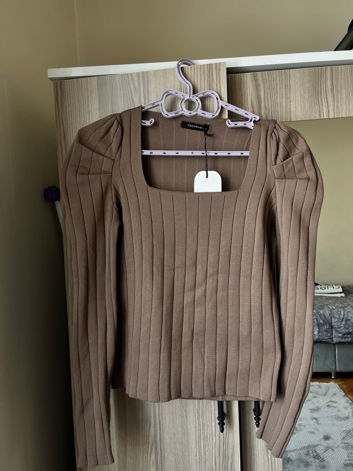 Bej Kadın Fitilli Triko Kazak - Görsel 2