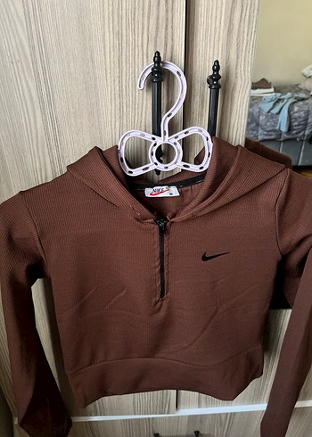 NİKE Kahverengi Kadın Fermuarlı Sweatshirt - Görsel 2