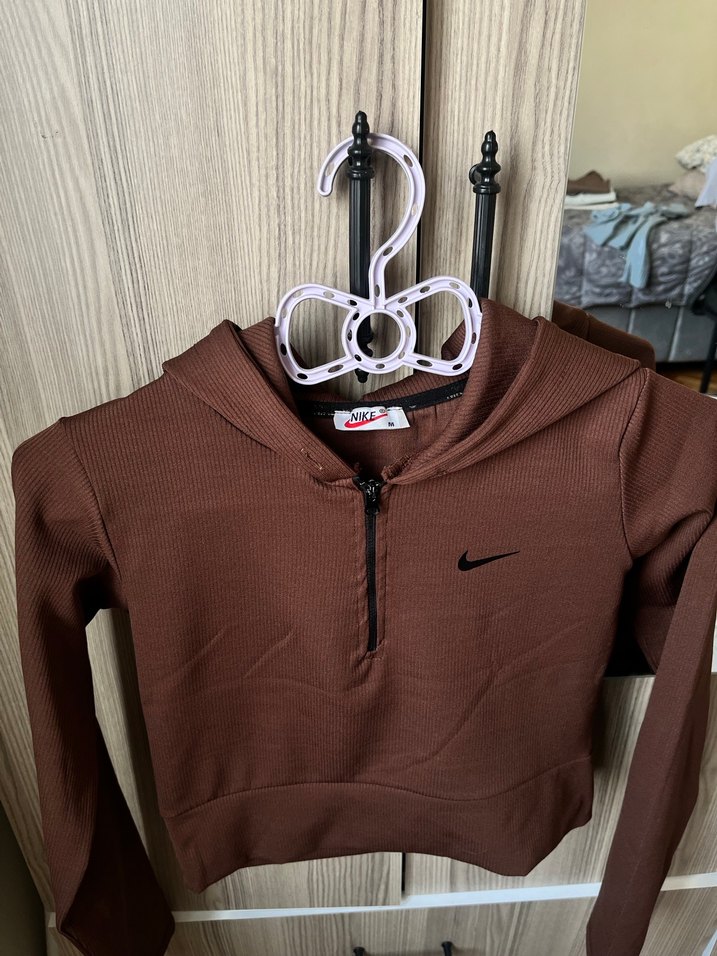 NİKE Kahverengi Kadın Fermuarlı Sweatshirt - Görsel 2