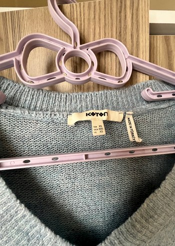 Gri V Yaka Örgü Kadın Kazak - Görsel 4