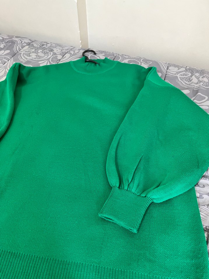 Yeşil Salaş Triko Kadın Kazak - Görsel 4