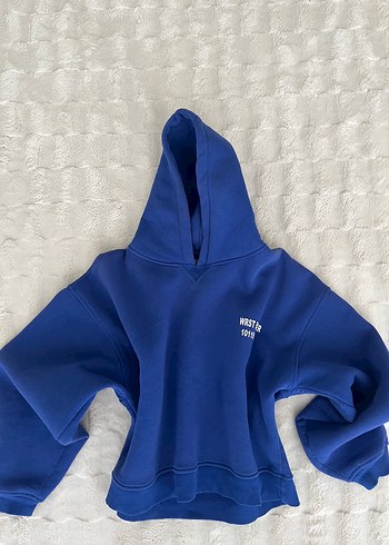 Diğer Kadın Mavi Kapüşonlu Rahat Sweatshirt