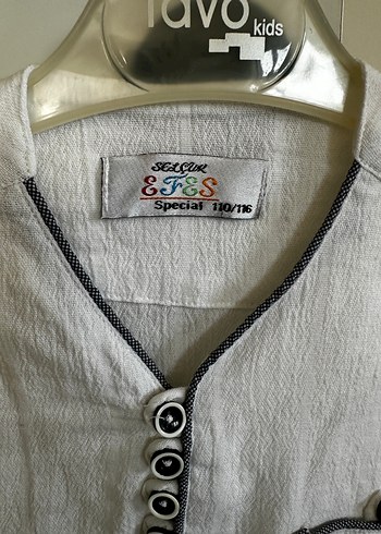 Erkek Çocuk Keten Kısa Kollu V Yaka Gömlek - Görsel 3