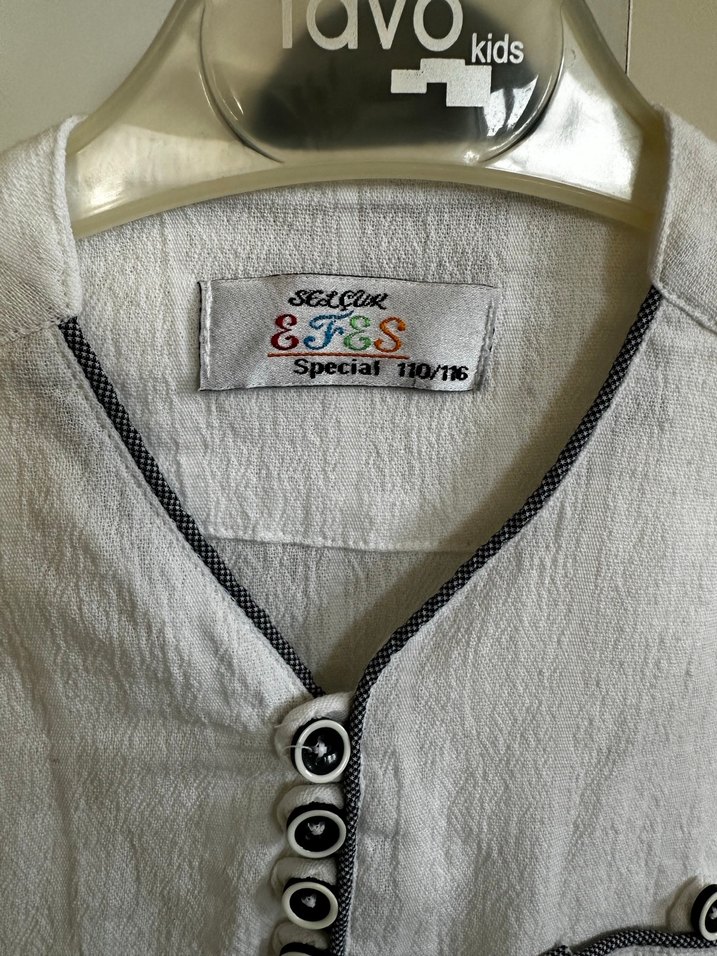 Erkek Çocuk Keten Kısa Kollu V Yaka Gömlek - Görsel 3