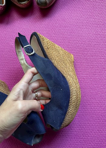 Koyu Mavi Süet Dolgu Topuklu Kadın Ayakkabı - Görsel 2