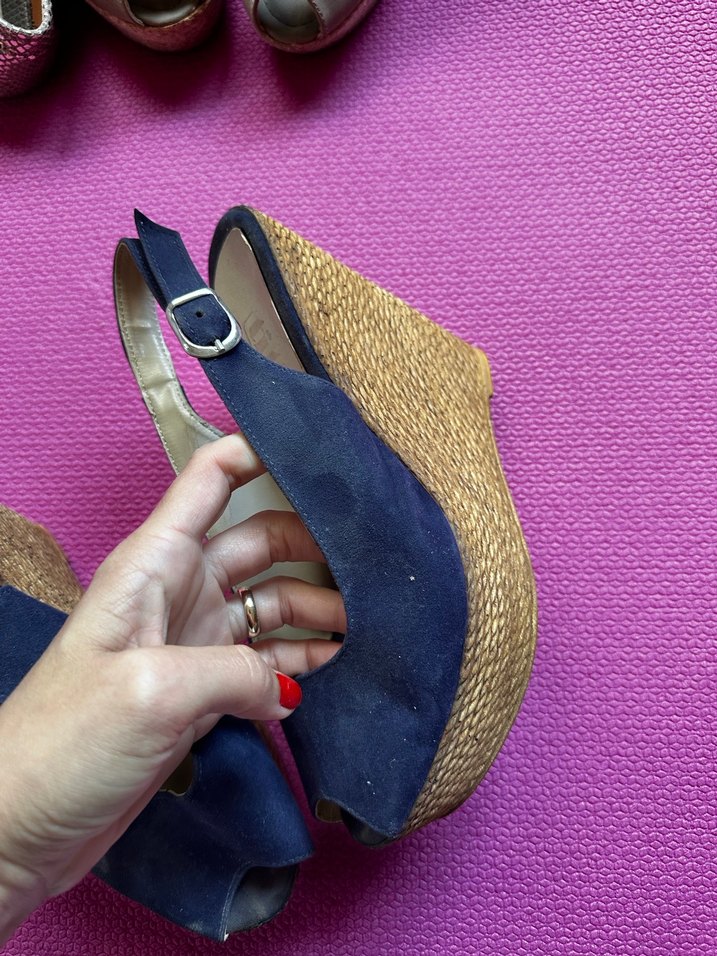 Koyu Mavi Süet Dolgu Topuklu Kadın Ayakkabı - Görsel 2