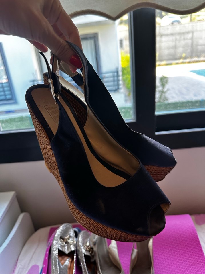 Koyu Mavi Süet Dolgu Topuklu Kadın Ayakkabı - Görsel 3