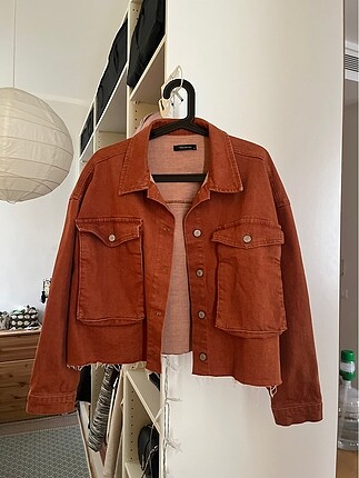 TRENDYOLMİLLA XS BEDEN BOYFRİEND KOT CEKET TURUNCU