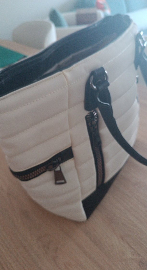 Beyaz Deri Fermuarlı Kadın Çanta - Görsel 5