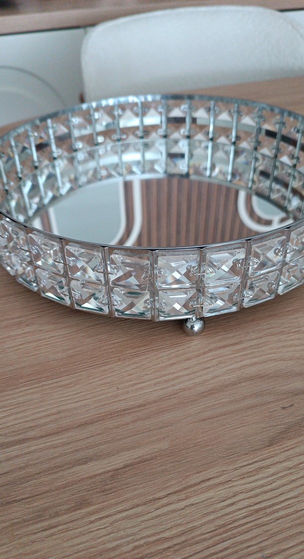 Parlak Bej Kareli Modern Tepsi - Görsel 2