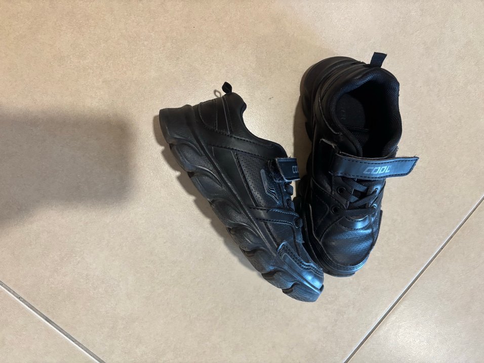 Erkek Çocuk Siyah Cırtlı Spor  Deri Ayakkabı - Görsel 4