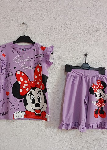 Mor Minnie Mouse Baskılı Kız Takımı