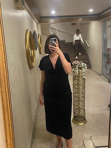 Zara Kadife midi elbise