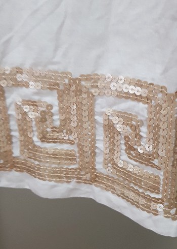 True Religion payet nakışlı ,ekru Keten içi astarlı Kolsuz Midi elbise