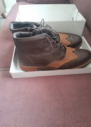 GÖN Marka kahverengi Deri Bağcıklı Erkek Bot - Görsel 4