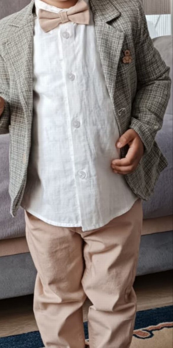 Gri Çocuk Düğmeli takım elbise - Görsel 2