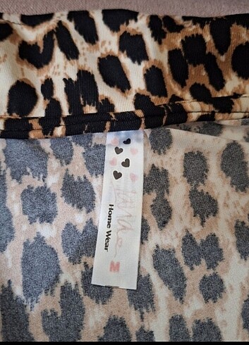 m Beden Leopar pijama takımı 