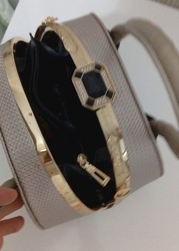 Bej Yılan Desenli Deri Kadın Çanta - Görsel 2