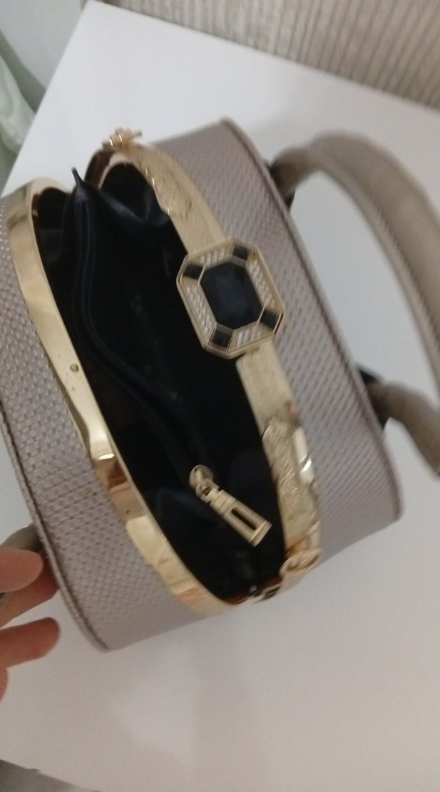 Bej Yılan Desenli Deri Kadın Çanta - Görsel 2