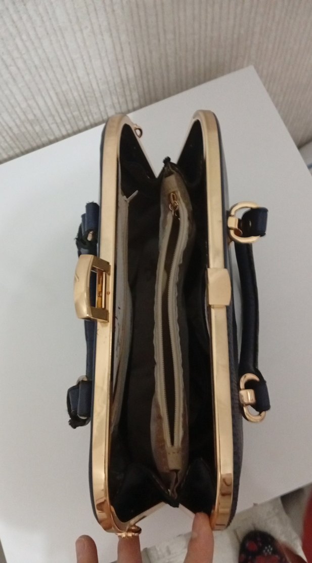 Klasik Lacivert Deri Kadın Çanta - Görsel 2