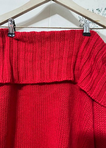 Kırmızı Kayık Yaka Kazak - Görsel 2