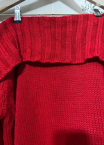 Kırmızı Kayık Yaka Kazak - Görsel 4