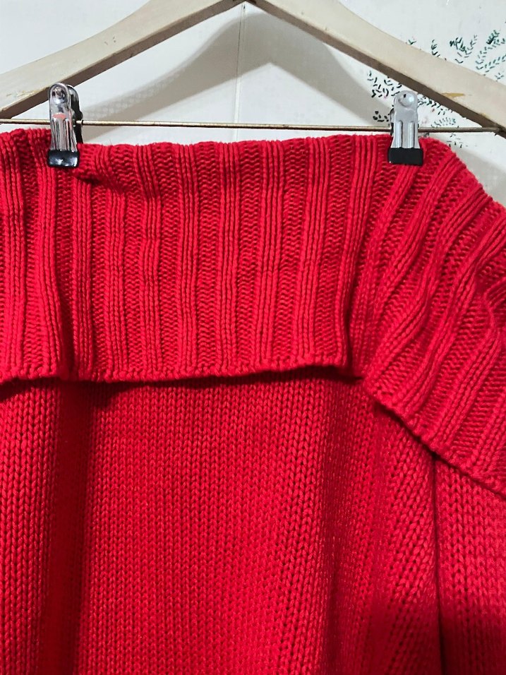 Kırmızı Kayık Yaka Kazak - Görsel 2