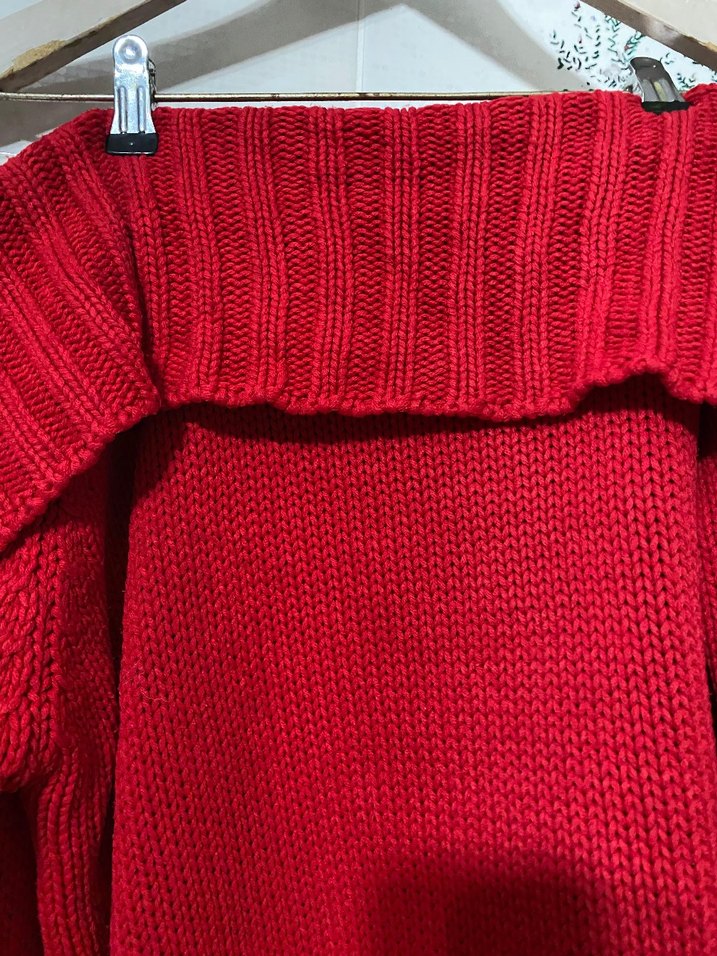 Kırmızı Kayık Yaka Kazak - Görsel 4