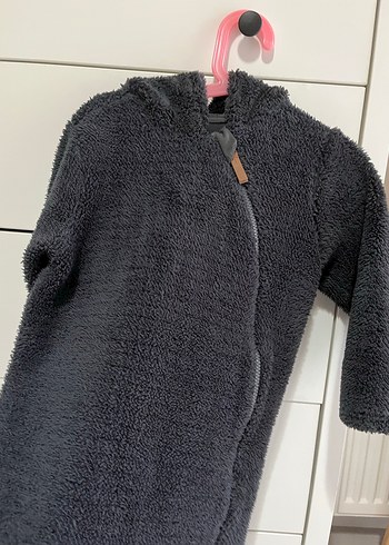 Gri Peluş Erkek Bebek Tulumu - Görsel 6