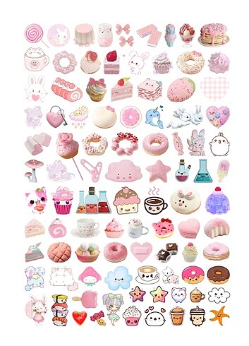 Kawaii Tatlı Pembe Sticker Seti
