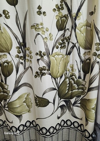 Antika Perde yeşil çiçek desenli - Görsel 4