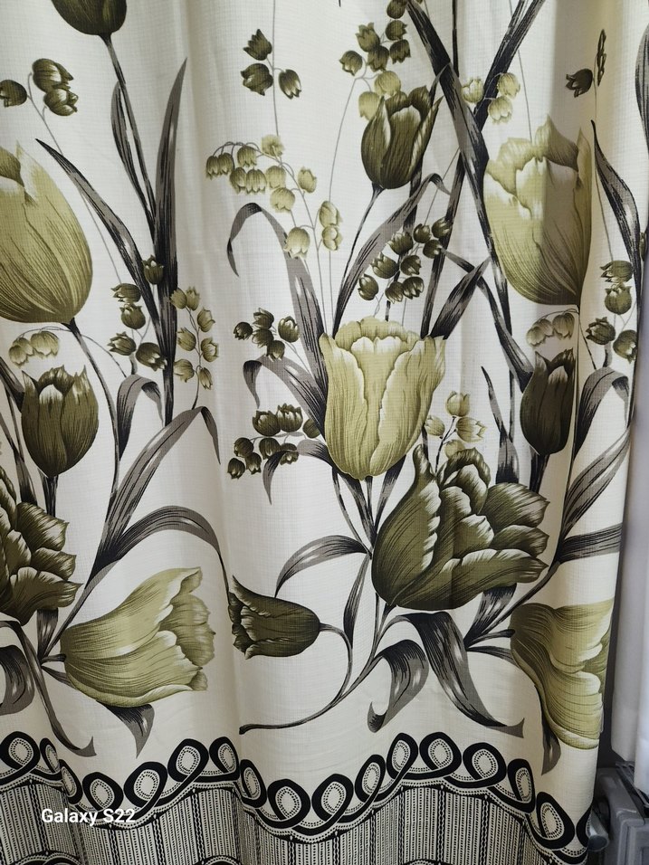 Antika Perde yeşil çiçek desenli - Görsel 4