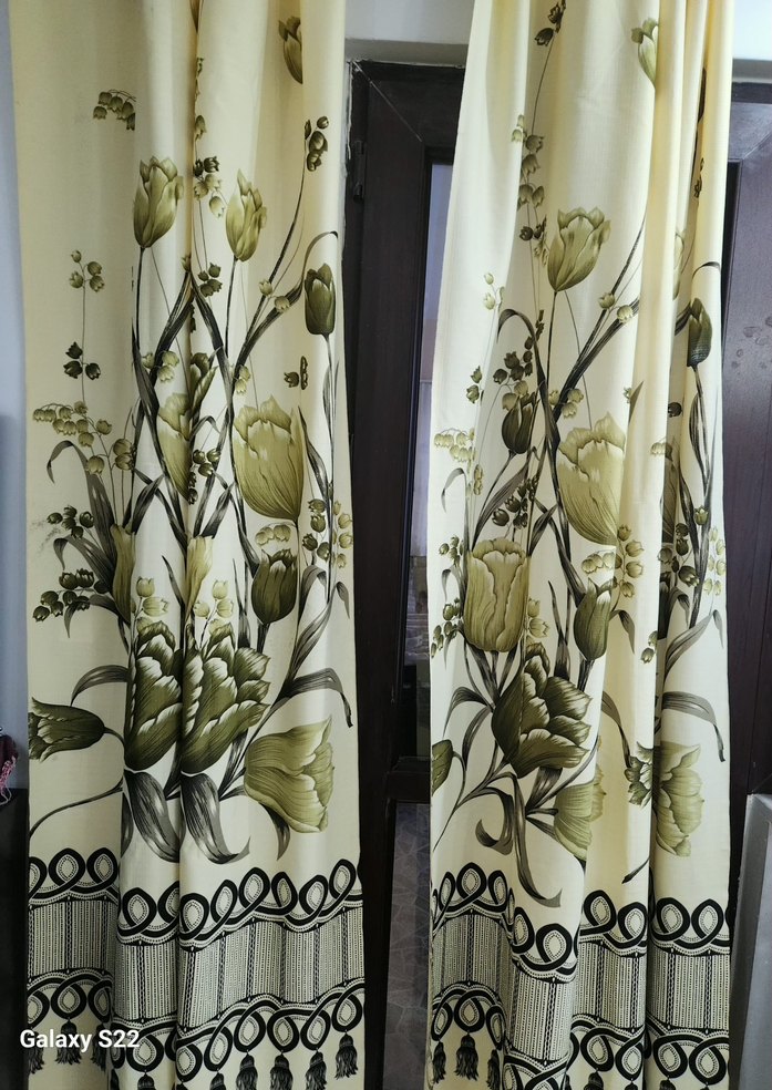 Antika Perde yeşil çiçek desenli - Görsel 2