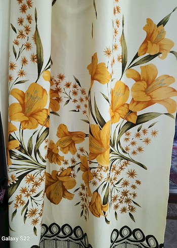 Antika perde sarı Çiçek Desenli - Görsel 2