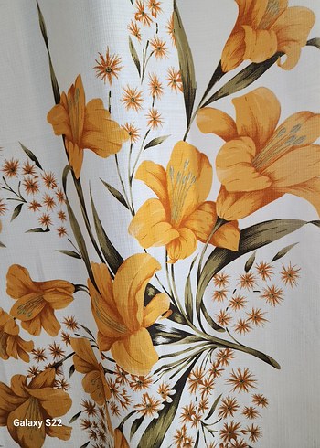 Antika perde sarı Çiçek Desenli - Görsel 3