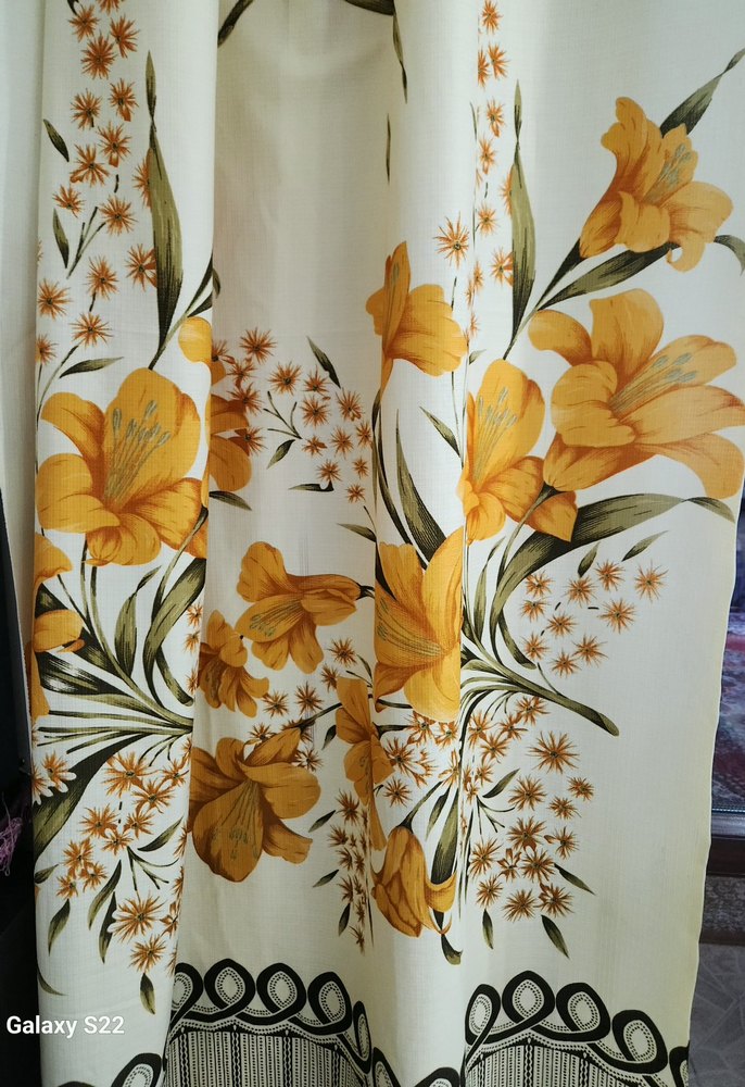 Antika perde sarı Çiçek Desenli - Görsel 2