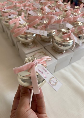Pembe Kurdeleli Mini Hediyelik Kavanoz