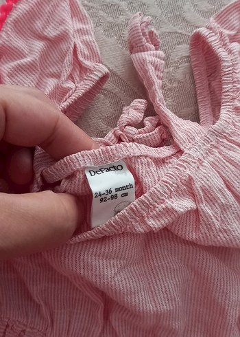 Defacto Pembe Pamuklu Fırfırlı Askılı Elbise ve sweat