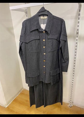 Gri Denim Uzun Kollu Kadın Takım