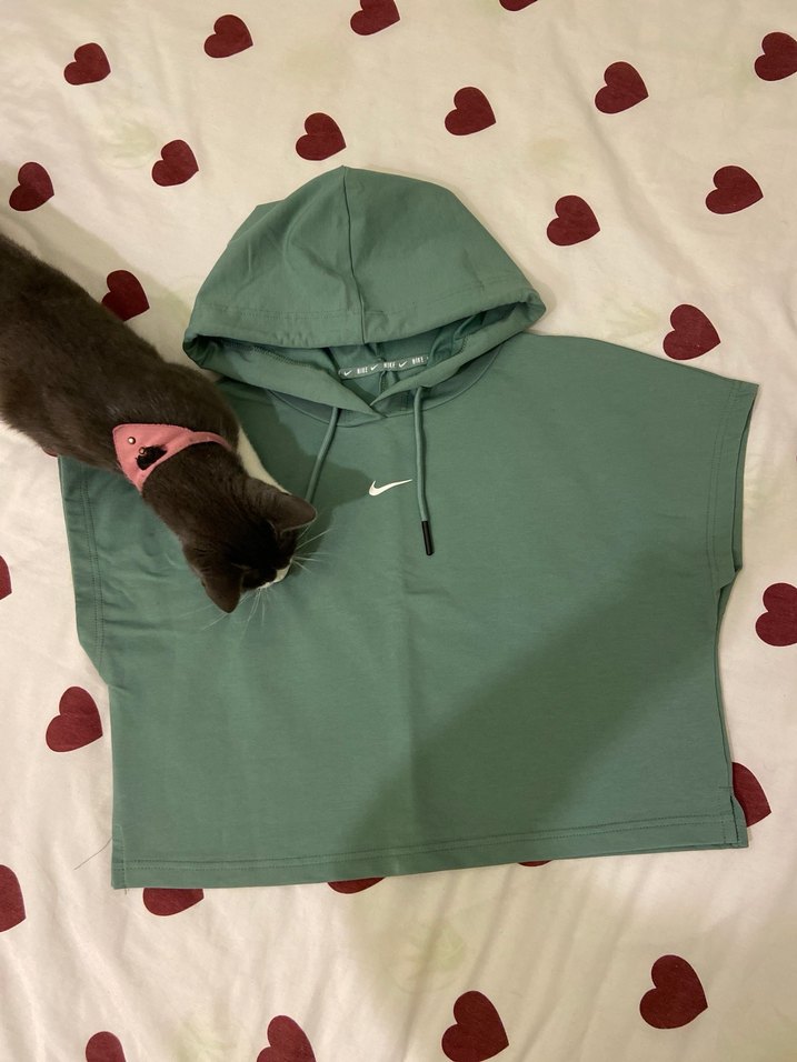 Düşük Kol Kapüşonlu Kadın Sweatshirt - Görsel 2