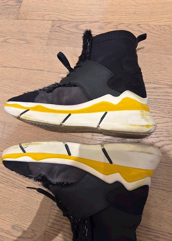 Elle Kürklü Siyah Sarı Yüksek Topuklu Kadın Spor Ayakkabı - Görsel 5