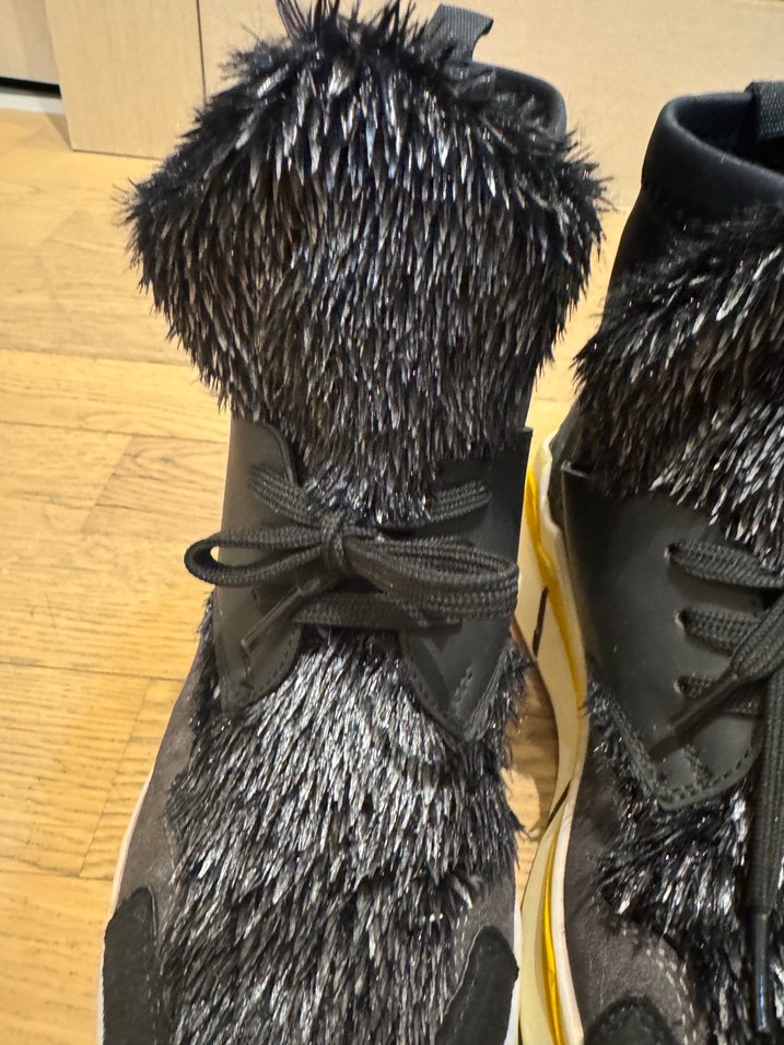 Elle Kürklü Siyah Sarı Yüksek Topuklu Kadın Spor Ayakkabı - Görsel 2