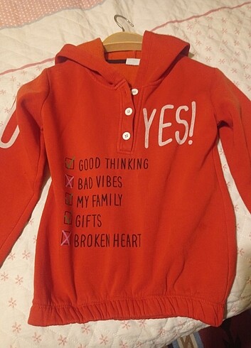10 Yaş Beden kırmızı Renk Sweatshirt unisex