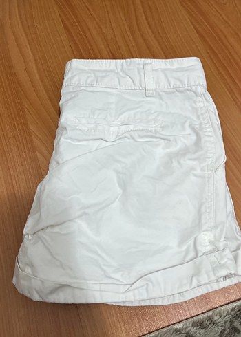 Düğmeli Beyaz Pamuklu Hamile Şort - Görsel 2