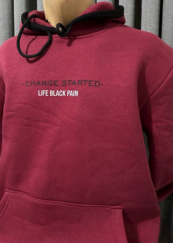 m Beden Bordo Kapüşonlu Kadın Sweatshirt